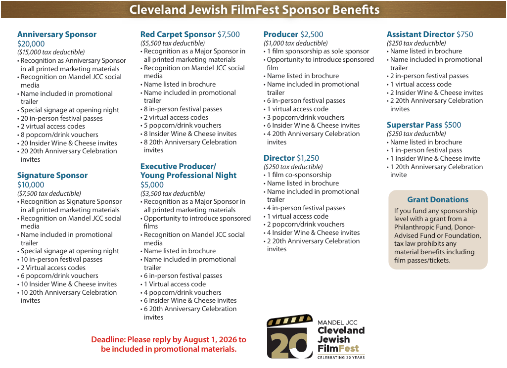 FilmFest Sponsor Benefits